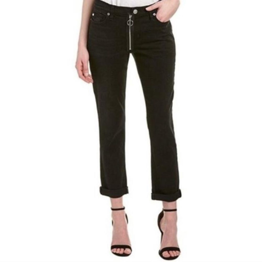 NWT Hudson riley relaxed straight‎ jeans in black exposed zipper